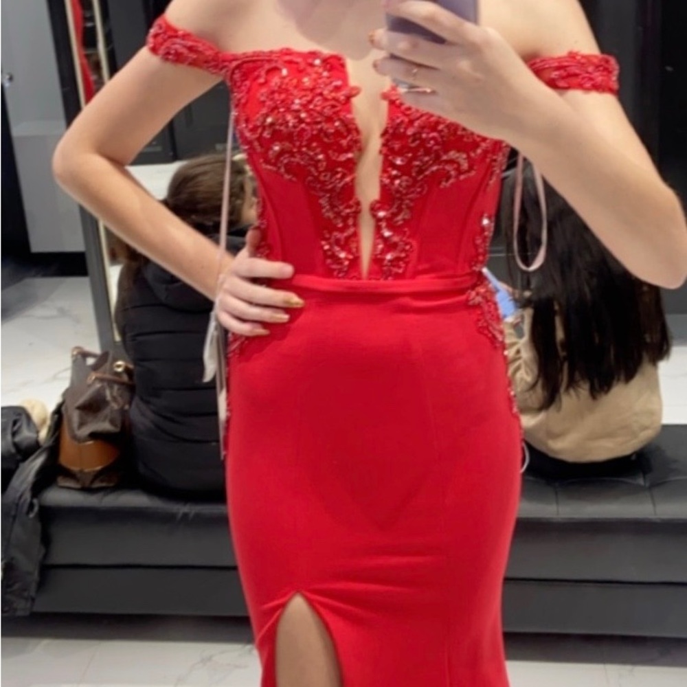Red Zoe Grey Prom Dress